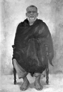 Raja Maharaj seated, in samadhi, from a color painting by Swami Tadatmananda